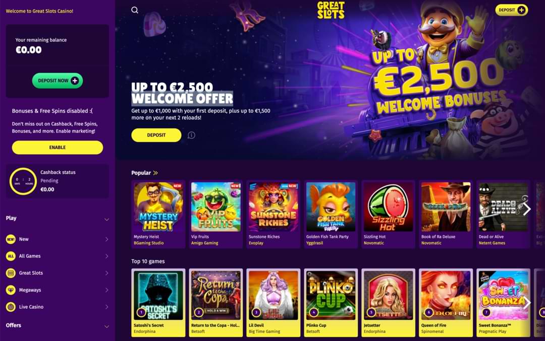 GreatSlots Casino Official Website