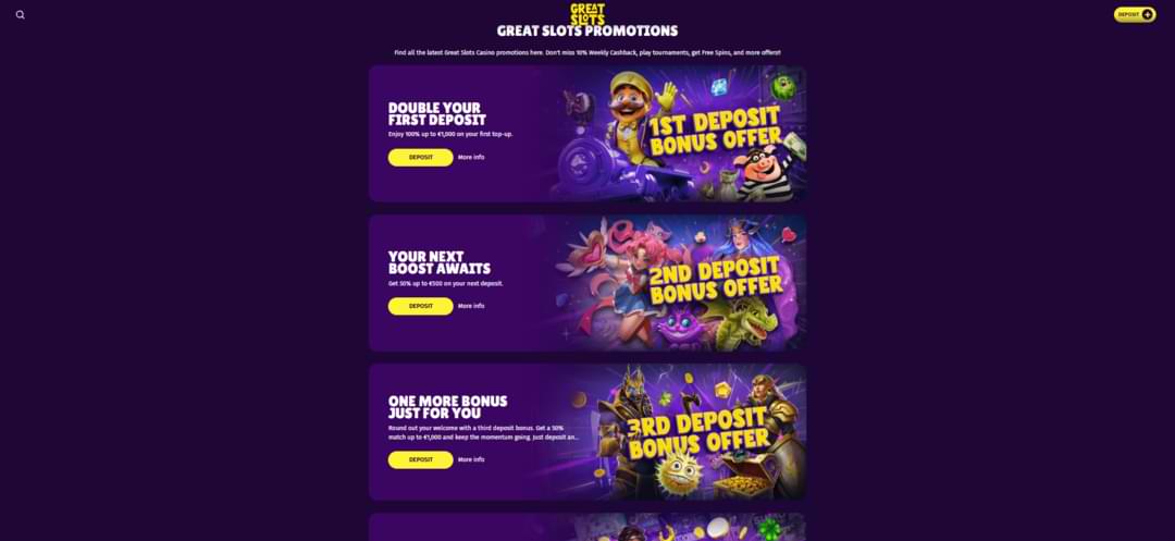 Бонусы казино GreatSlots