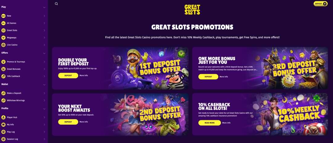 GreatSlots Casino Promotions