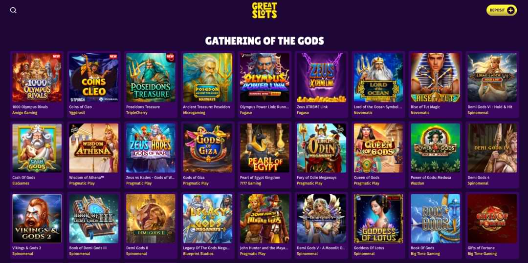 Games at GreatSlots Casino