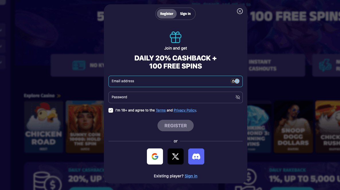 Hyper Lucky Casino sign up