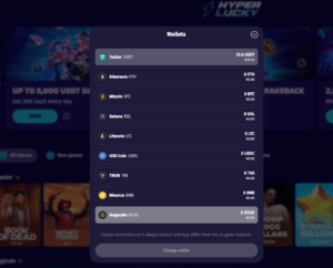 Hyperlucky casino wallet